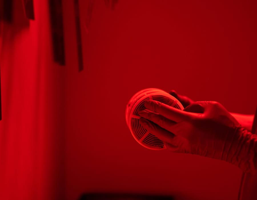 Photoelectric smoke alarm on a ceiling in Christchurch